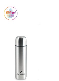 Atlasware Water bottle with two types lid and cup, 500 ml steel  - Image 1