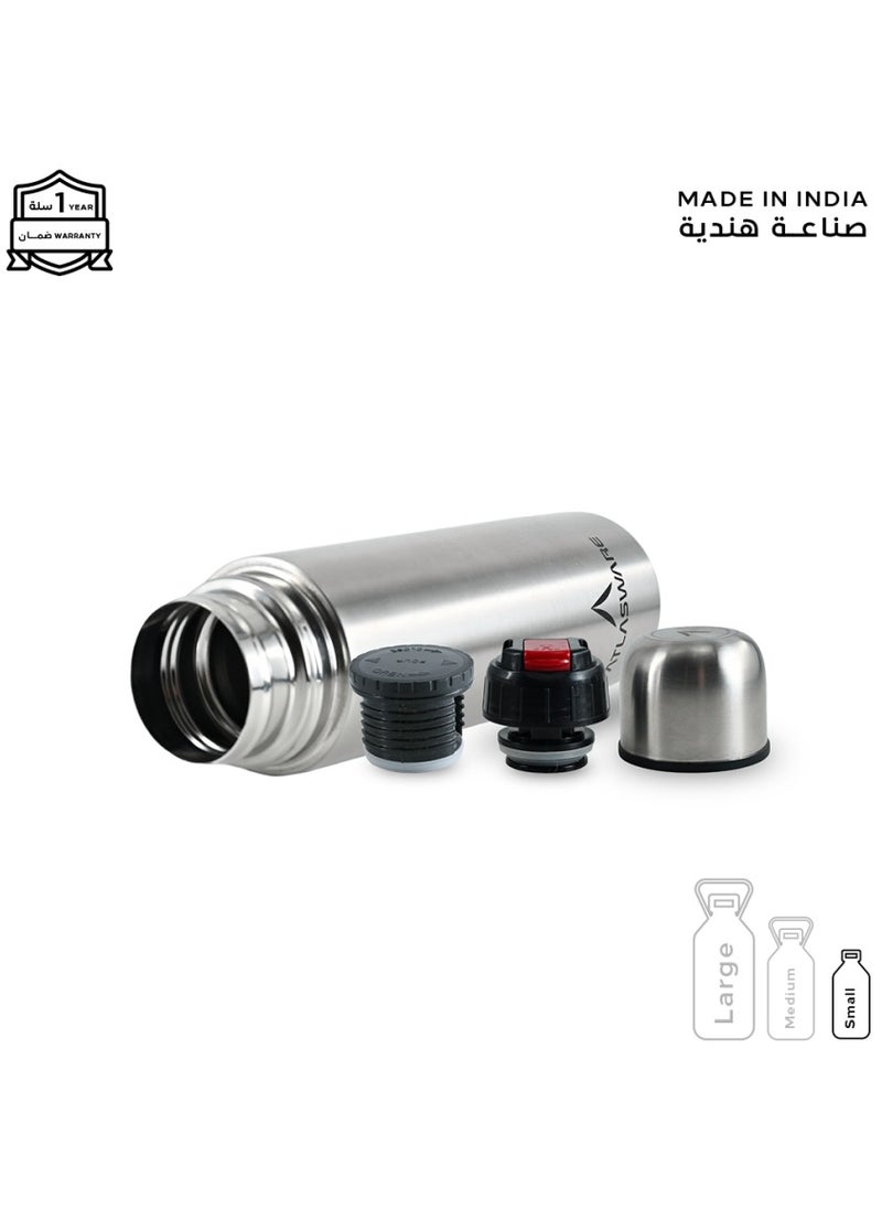 Atlasware Water bottle with two types lid and cup, 500 ml steel  - Image 3