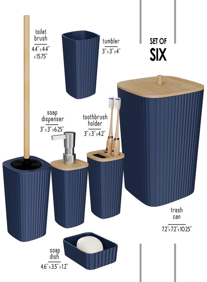 Clara Clark Bathroom Set - Navy Blue Bathroom Accessories Set, 6PC Bathroom Accessory Set, Bathroom Sets with Toilet Brush, Trash Can & Soap Dispenser - Image 2
