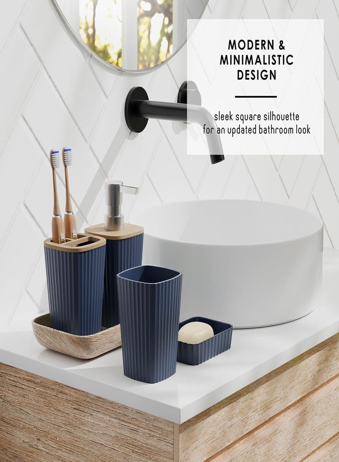 Clara Clark Bathroom Set - Navy Blue Bathroom Accessories Set, 6PC Bathroom Accessory Set, Bathroom Sets with Toilet Brush, Trash Can & Soap Dispenser - Image 3