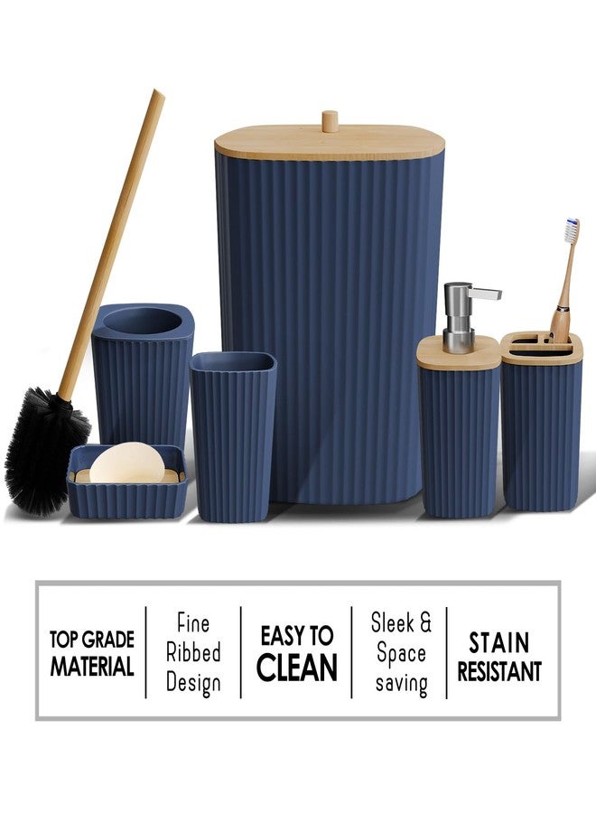Clara Clark Bathroom Set - Navy Blue Bathroom Accessories Set, 6PC Bathroom Accessory Set, Bathroom Sets with Toilet Brush, Trash Can & Soap Dispenser - Image 4