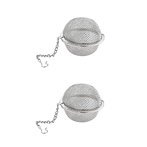 TOMATUS® 2 Pcs Stainless Steel Tea Infuser Ball Tea Strainer Reusable Tea Spice Filter Herbs Infuser with Extended Chain Hook for Loose Leaf Tea and Spices Seasonings (Small) - Image 1