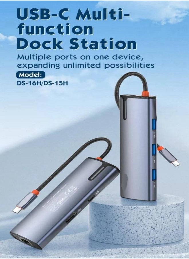 ماركة غير محددة 5 في 1 USB-c محول متعدد المنافذ Thunderbolt 3 محطة الإرساء محور منفذ إيثرنت USB 3.0 نوع C محول  - Image 3
