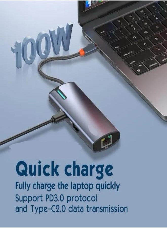 ماركة غير محددة 5 في 1 USB-c محول متعدد المنافذ Thunderbolt 3 محطة الإرساء محور منفذ إيثرنت USB 3.0 نوع C محول  - Image 5