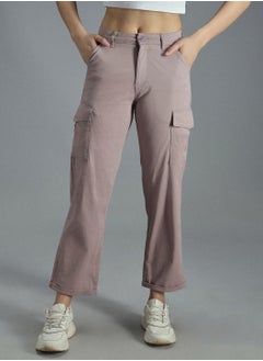 HIGH STAR Mom Fit Mauve Trousers for Women, High-Rise and Stylish  - Image 3