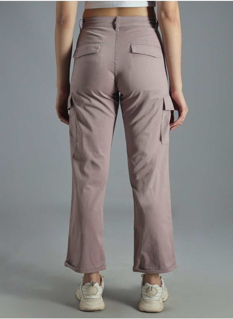 HIGH STAR Mom Fit Mauve Trousers for Women, High-Rise and Stylish  - Image 5