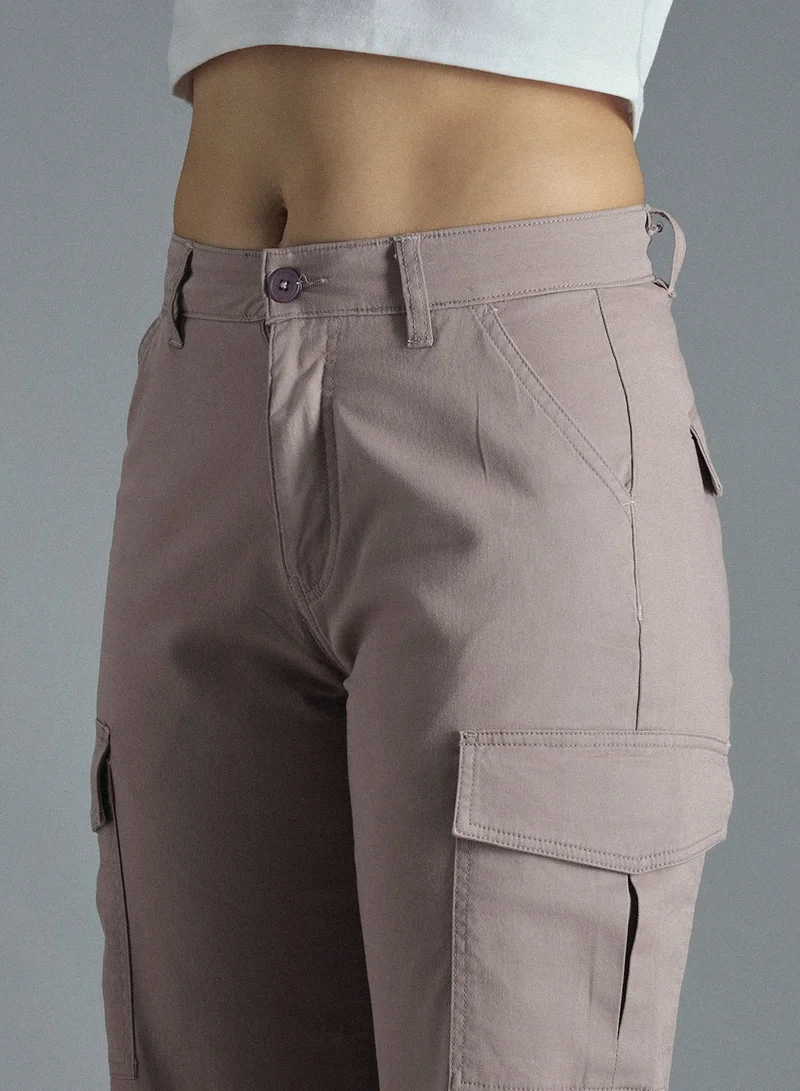HIGH STAR Mom Fit Mauve Trousers for Women, High-Rise and Stylish