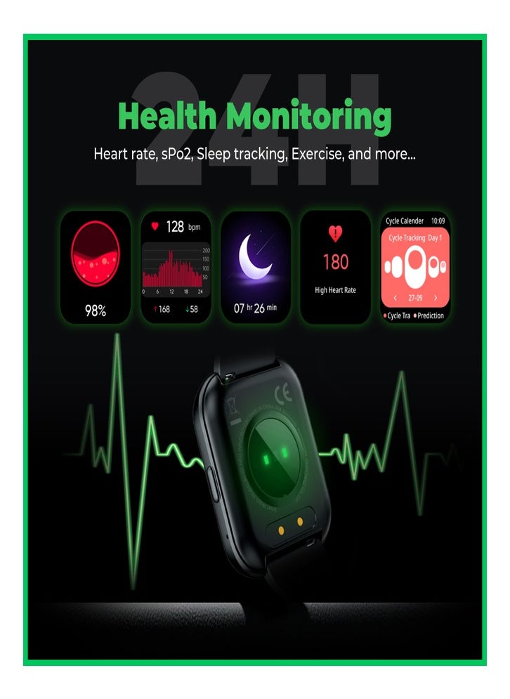 GT Neo Smartwatch With 2.02 inch Display,7days Battery, 100+ Sports Mode, Clear Call, 24H Health Monitoring & IP68 Water Resistant - Black