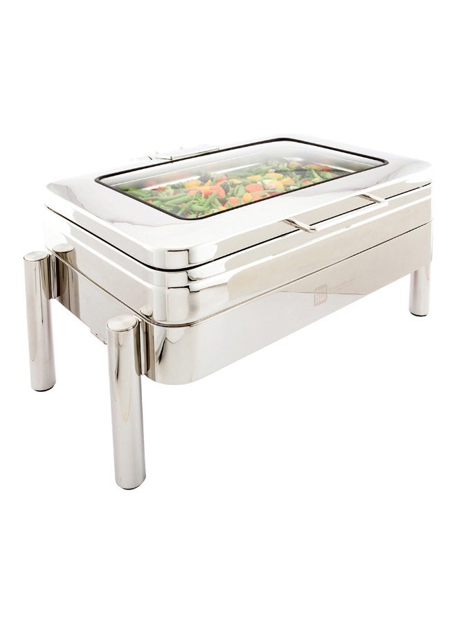 Restaurantware Met Lux 9 Qt Chafing Dish, 1 Induction Ready Serving Chafer - With Glass Window, Rectangular, Silver Stainless Steel Buffet Chafer, Chafer Frame Sold Separately, For Parties & Events  - Image 2