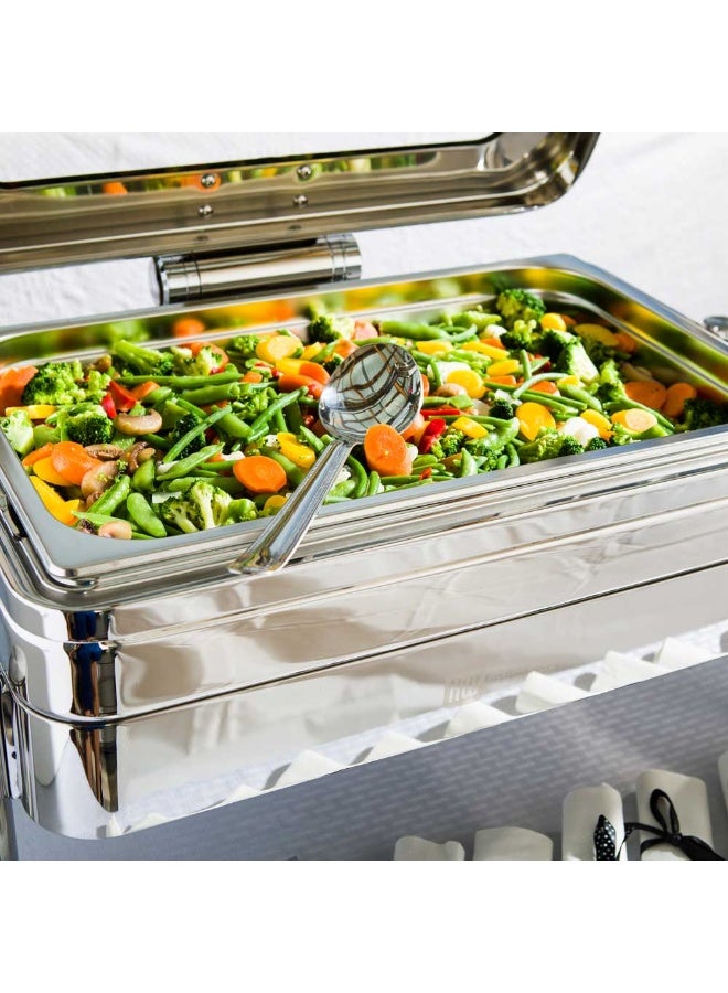 Restaurantware Met Lux 9 Qt Chafing Dish, 1 Induction Ready Serving Chafer - With Glass Window, Rectangular, Silver Stainless Steel Buffet Chafer, Chafer Frame Sold Separately, For Parties & Events  - Image 3