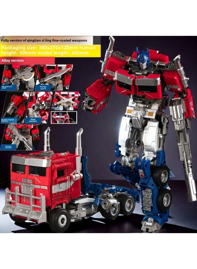 Fine-carved Deformation Toy Origin Movie Version Optimus Prime Robot King Kong Car Pillar Boy Toy Model Hand-made-Color:Alloy Version Becomes 7 Optimus Commander Model Grade Fine Painted Full Version [portable Gift Box]  - Image 1