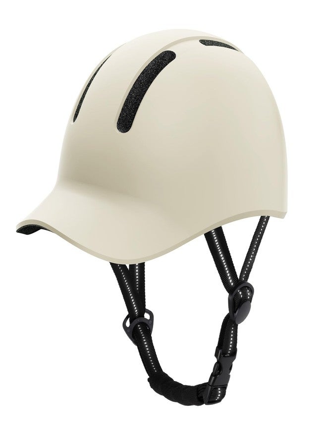Shinmax Bike Helmet Bicycle Helmet with Long Visor Safe Reflective Strip Comfort Adjustable Bike Helmet Adult Lightweight Helmet for Urban Commuter Mountain Road Biker (Ivory, X-Large:58-62cm) - Image 1