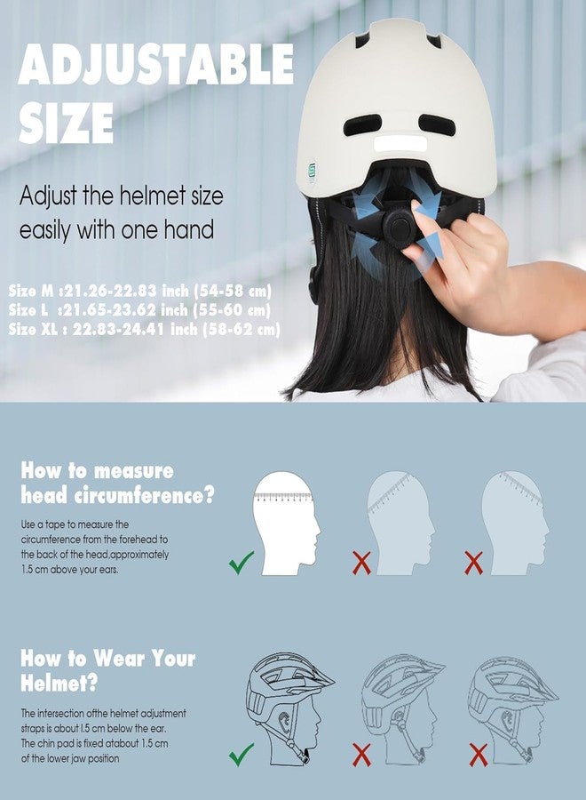 Shinmax Bike Helmet Bicycle Helmet with Long Visor Safe Reflective Strip Comfort Adjustable Bike Helmet Adult Lightweight Helmet for Urban Commuter Mountain Road Biker (Ivory, X-Large:58-62cm) - Image 3