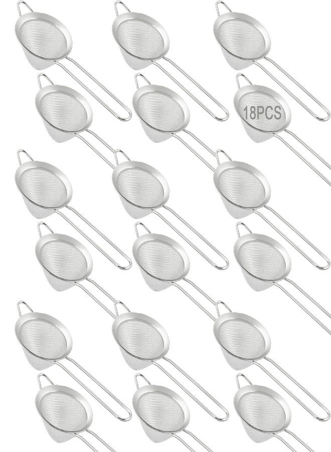Whyogeta 18 PCS Tea Strainers Cocktail Strainer Stainless Steel Fine Mesh Small Strainer, 3.3''Mini Tea Strainer with Long Handle for Cocktails Tea Herbs&Drinks,Conical Tea Filter Bar Colander Food Loose Tool - Image 1