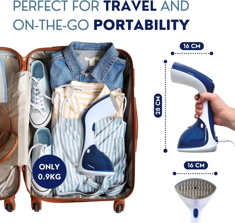 KLIKON Handheld Garment Steamer (Blue)- Steam Iron for Travel with 270ml Detachable Water Tank, Fast 25s Heat up, 1300W, Horizontal and Vertical Steaming, Brush Head Included KGS-311 - Image 3