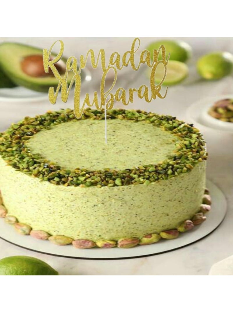 ThePartyPopper Glitter Gold Ramadan Mubarak Cake Topper Arabic Happy Eid Ramadan Kareem Cake Decorations  - Image 3