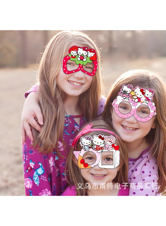 Hello Kitty themed paper glasses birthday party photo props - 8 pieces - Image 3