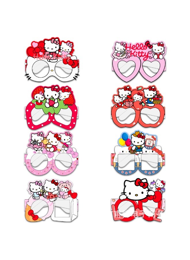 Hello Kitty themed paper glasses birthday party photo props - 8 pieces - Image 2