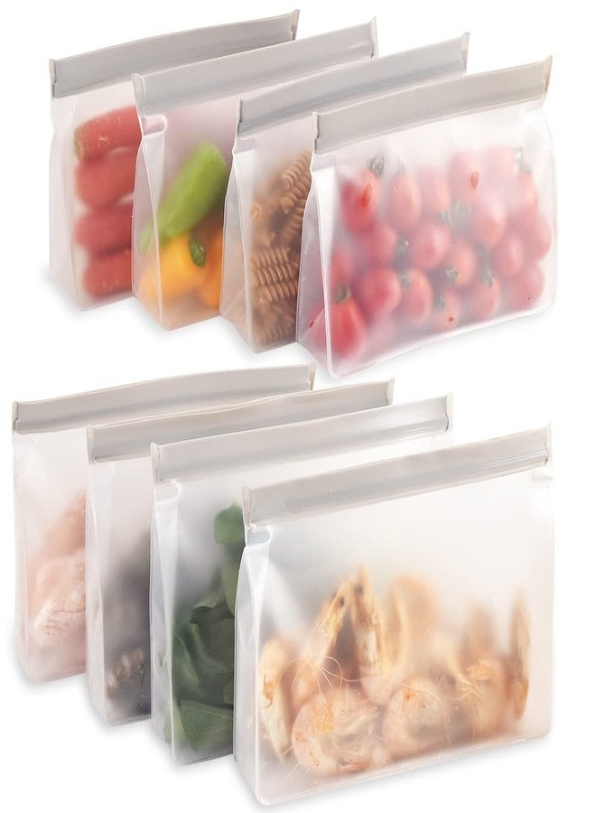 Cozihom Reusable Storage Bags, Stand Up Ziplock Bags, Reusable Sandwich Bags, Freezer Lunch Bags, Leakproof, BPA Free, 4 Large bags, 4 Middle bags - Image 1