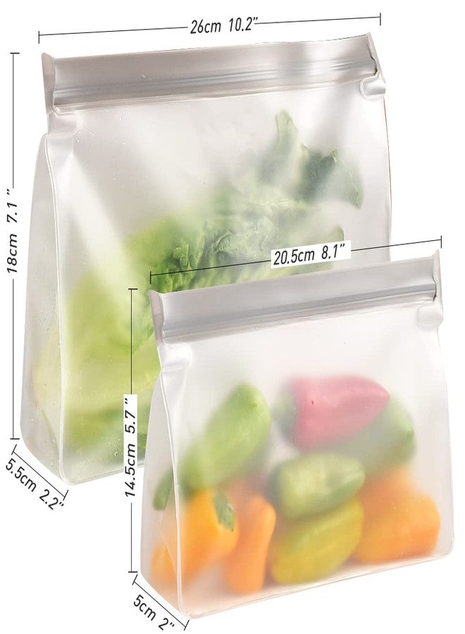 Cozihom Reusable Storage Bags, Stand Up Ziplock Bags, Reusable Sandwich Bags, Freezer Lunch Bags, Leakproof, BPA Free, 4 Large bags, 4 Middle bags - Image 3