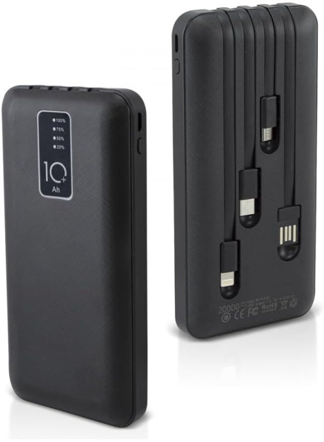 إلترازون Power Bank 30,000mAh Portable Fast Charger – High-Capacity External Battery Pack with 4 Built-in USB Cables, Fast Charging Output, Compact Design, Compatible with Smartphones, Tablets & USB Device - Image 1