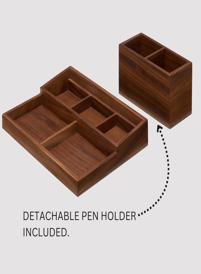 KORUA Walnut Desk Organizer for Office Wood Desk Organizer - Image 5