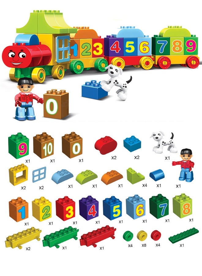 Toy Train, Children's Building Toys, 50 Pieces of Large Building Blocks, Early Education and Intelligence Gifts for Kids - Digital Training and Color Recognition  - Image 2