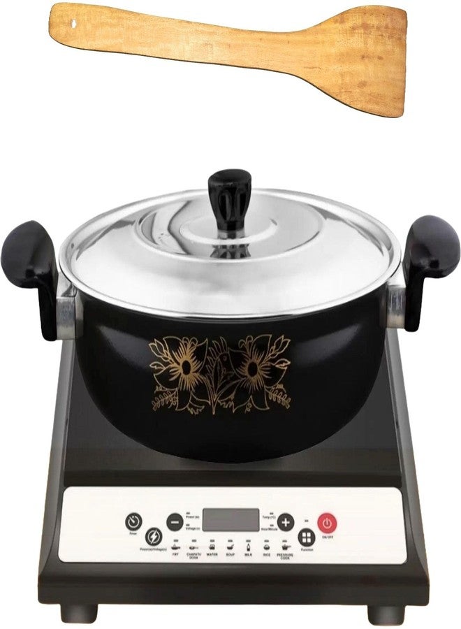 Non-Stick Kadhai with Wooden Spatula | Lid Included for Easy Cooking - Image 1