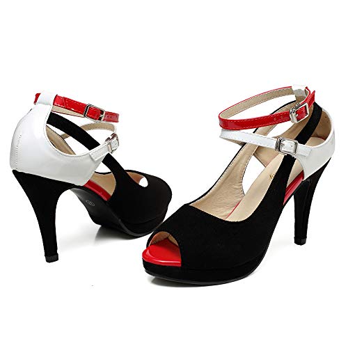 getmorebeauty Women's Snake Stripe Ankle Straps Dress Heeled Sandals (US 7.5, Red Belt) - Image 3
