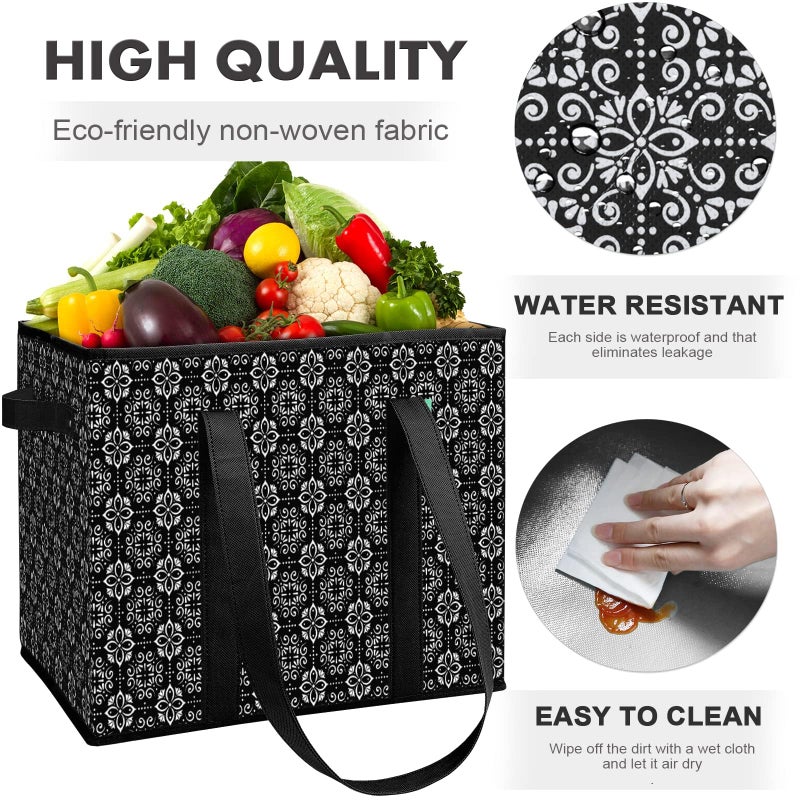 WISELIFE Reusable Grocery Bags [3 Pack],Large Grocery Tote Bag Water Resistant Shopping Bags Foldable Grocery Bag for Clothes,Shoes and Picnic,Black - Image 5