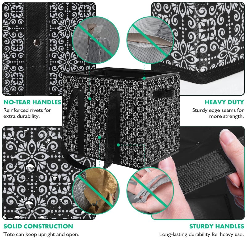 WISELIFE Reusable Grocery Bags [3 Pack],Large Grocery Tote Bag Water Resistant Shopping Bags Foldable Grocery Bag for Clothes,Shoes and Picnic,Black - Image 4