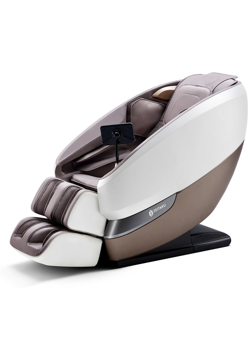 ZEITAKU كرسي التدليك Zeitaku Luxury ANSHIN Recline تدليك كامل الجسم مع 18 بكرة ثابتة و16 برنامجًا تلقائيًا، انعدام الجاذبية، علاج حراري للظهر، تدليك القدم، مكبرات صوت بلوتوث، شاشة LCD والتحكم الصوتي  - Image 1
