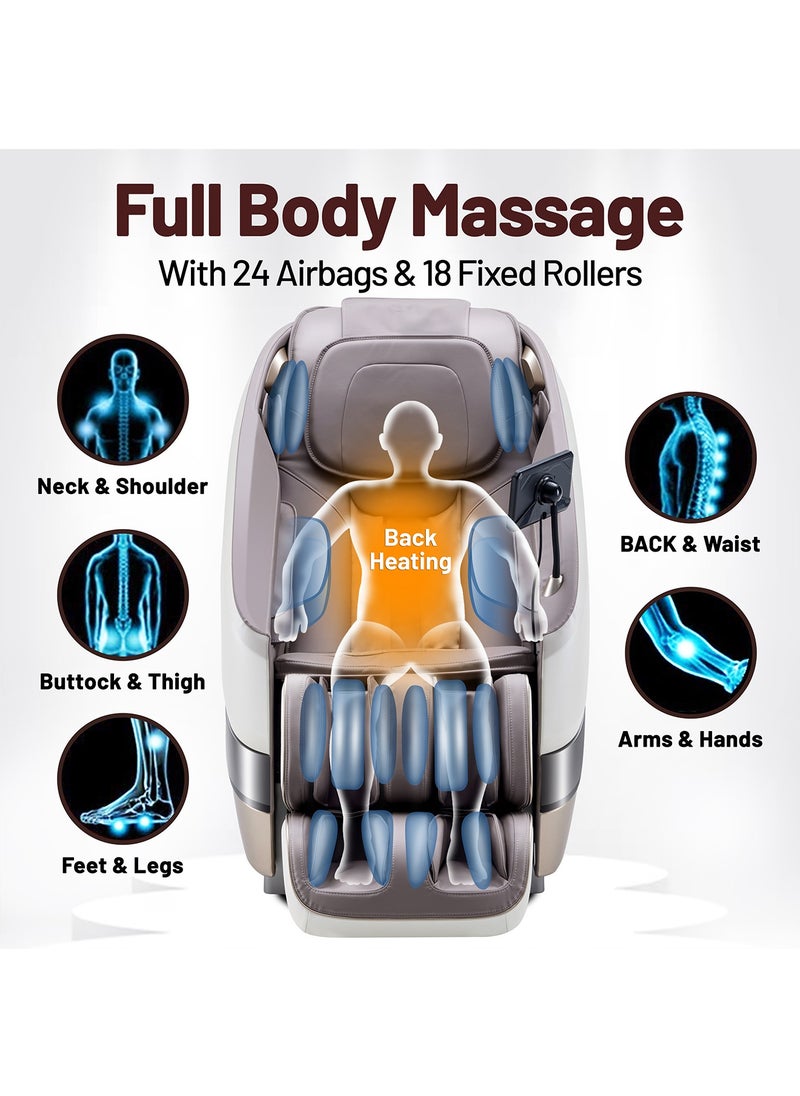 ZEITAKU كرسي التدليك Zeitaku Luxury ANSHIN Recline تدليك كامل الجسم مع 18 بكرة ثابتة و16 برنامجًا تلقائيًا، انعدام الجاذبية، علاج حراري للظهر، تدليك القدم، مكبرات صوت بلوتوث، شاشة LCD والتحكم الصوتي  - Image 4
