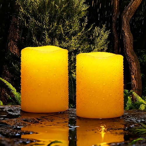Homemory Solar Candles Outdoor Waterproof, Rechargeable Candles, Solar Powered Flameless Candles for Outdoor, Lanterns, Sensor Only, Dusk to Dawn, 3"x4", Set of 2 - Image 1
