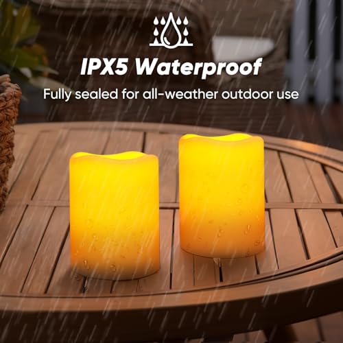 Homemory Solar Candles Outdoor Waterproof, Rechargeable Candles, Solar Powered Flameless Candles for Outdoor, Lanterns, Sensor Only, Dusk to Dawn, 3"x4", Set of 2 - Image 4