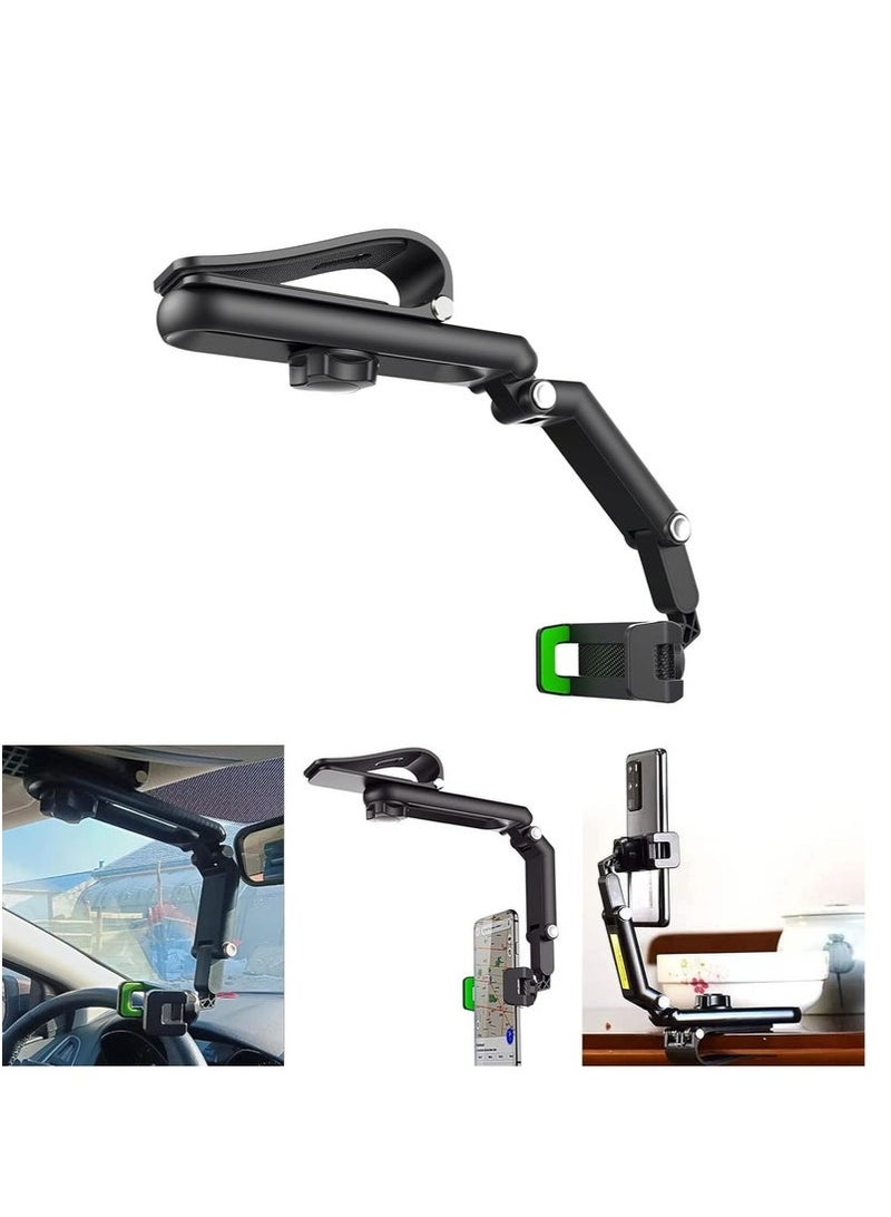 ELTRAZONE Sun Visor Car Phone Holder Mount – Multifunctional Adjustable Cell Phone Stand for Car Sun Visor, Rearview Mirror & Steering Wheel | Universal Phone Cradle Mount for iPhone, Samsung, Huawei, Xiaomi – Green - Image 1