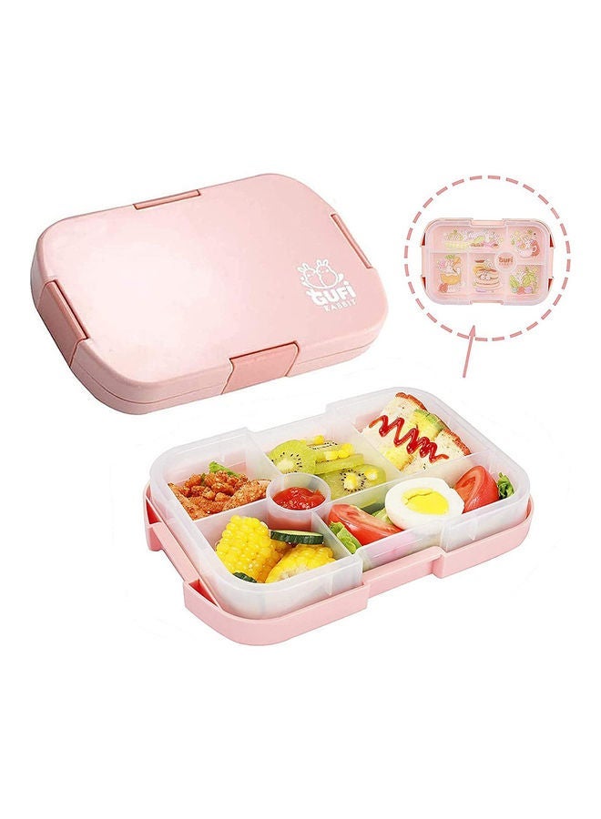 Kids Lunch Box with 6 Compartments, Suitable for Microwave and Dishwasher Pink 24.5 x 16 4.7cm - Image 1