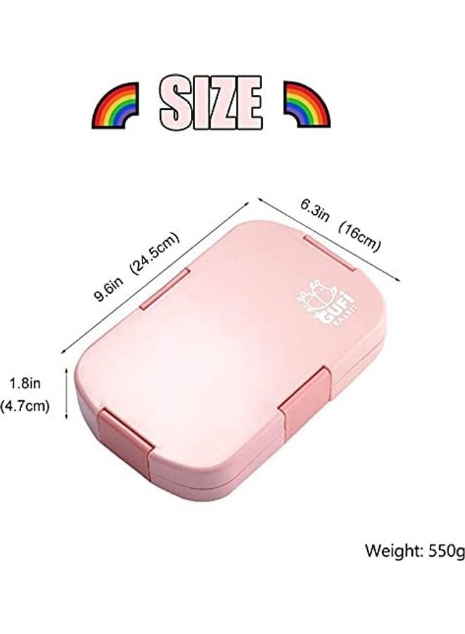 Kids Lunch Box with 6 Compartments, Suitable for Microwave and Dishwasher Pink 24.5 x 16 4.7cm - Image 2