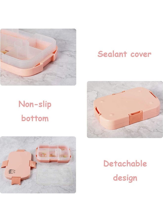 Kids Lunch Box with 6 Compartments, Suitable for Microwave and Dishwasher Pink 24.5 x 16 4.7cm - Image 3