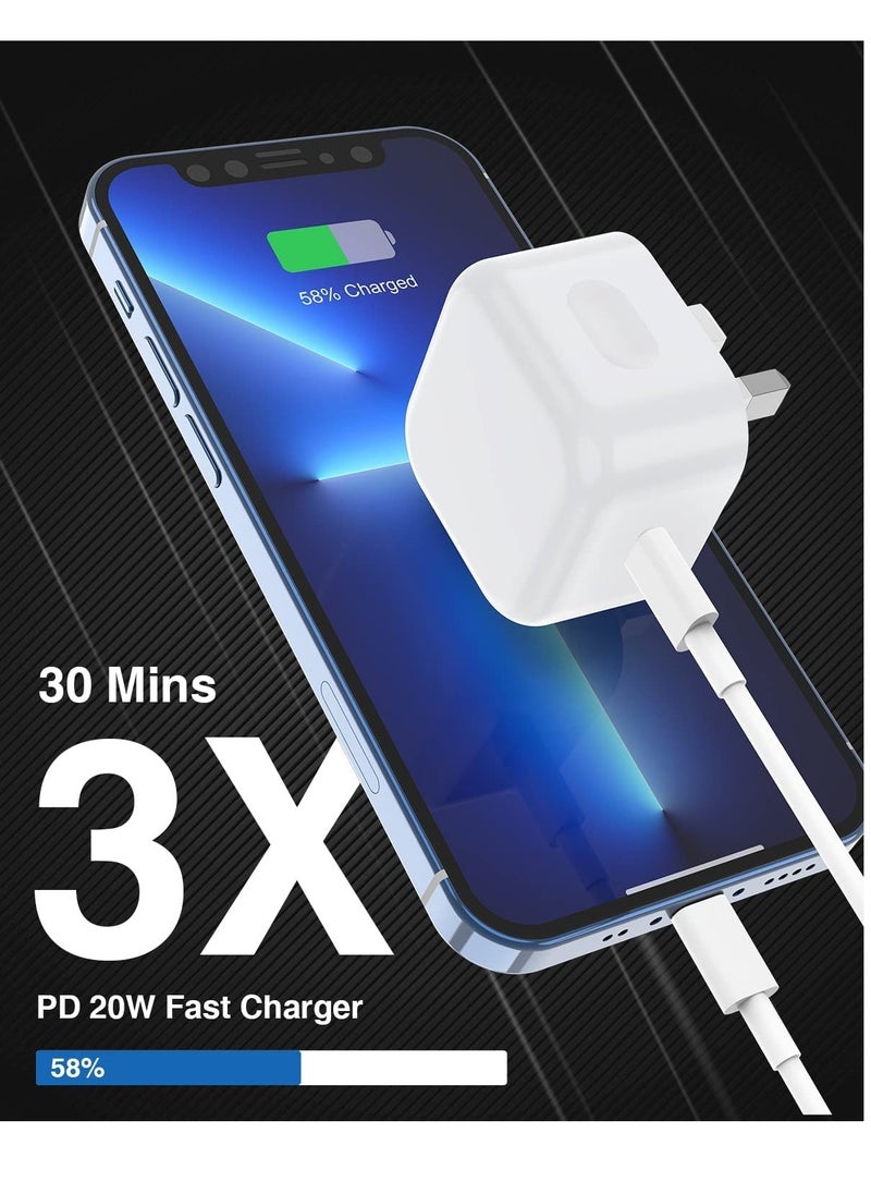 ELTRAZONE - iPhone 13 Charger Plug and Cable, 20W USB C Plug with USB C Lightning Cable, USB C Apple Lightning Cable and iPhone Plug uk Charger for iPhone 13 Pro Max/12/12Mini/11/XR/XS/X/8 - Image 1