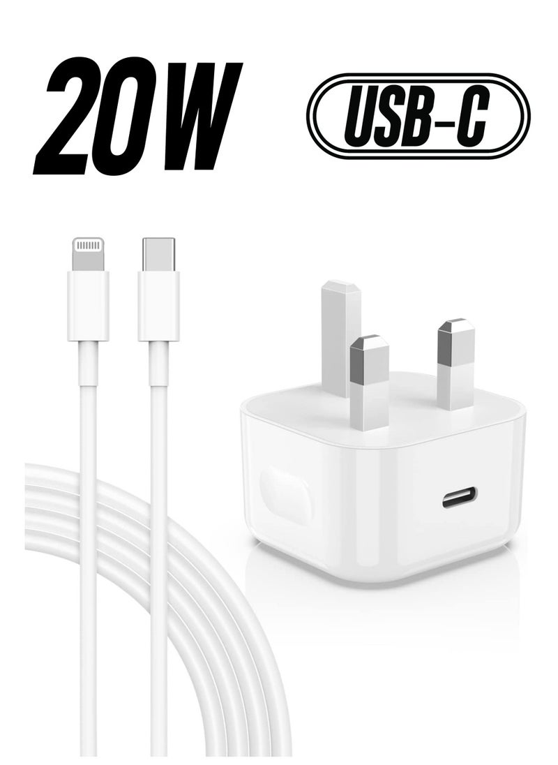 ELTRAZONE - iPhone 13 Charger Plug and Cable, 20W USB C Plug with USB C Lightning Cable, USB C Apple Lightning Cable and iPhone Plug uk Charger for iPhone 13 Pro Max/12/12Mini/11/XR/XS/X/8 - Image 1