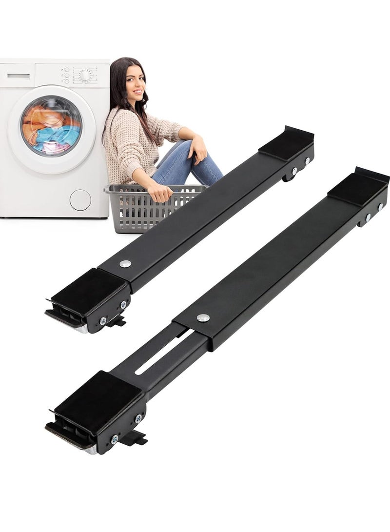 NEW Extendable Furniture Appliance Rollers with 24 Rollers & Brake, Heavy Duty Mover Tool for Washing Machines, Dryers, Refrigerators – Supports Up to 660 lbs, Black - Image 1
