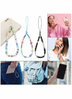 KASTWAVE Beaded Phone Charm String Lanyard Wrist Strap Colorful Shell Starfish Pearl Letters Polymer Clay Bead Phone Chains Keychain Rainbow Acrylic Beads Bracelet (3Pcs)  - Image 3