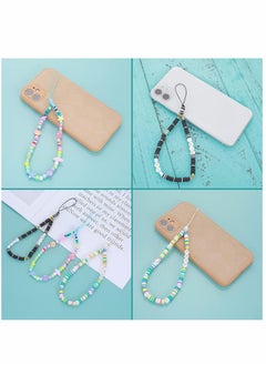 KASTWAVE Beaded Phone Charm String Lanyard Wrist Strap Colorful Shell Starfish Pearl Letters Polymer Clay Bead Phone Chains Keychain Rainbow Acrylic Beads Bracelet (3Pcs)  - Image 2