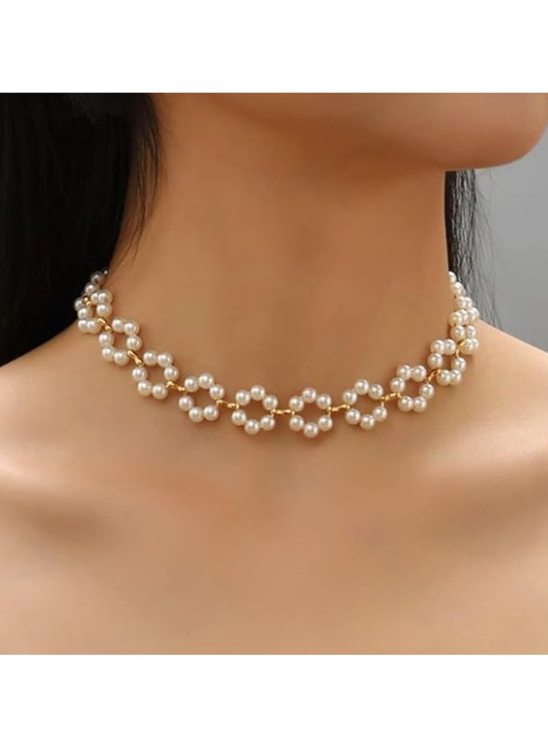 Huitich Elegant Pearl Branch Choker Necklace for Women Alloy & Faux Pearl Design  - Image 2