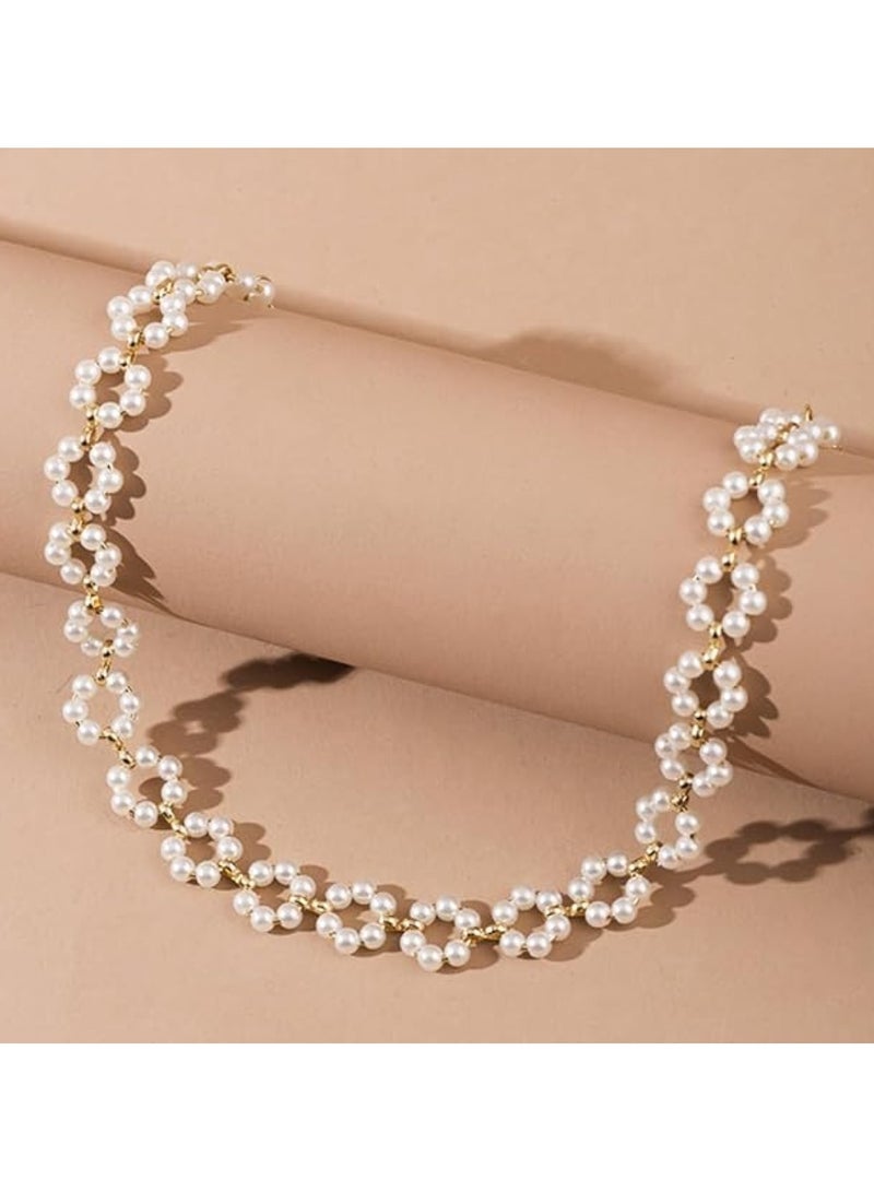 Huitich Elegant Pearl Branch Choker Necklace for Women Alloy & Faux Pearl Design  - Image 5