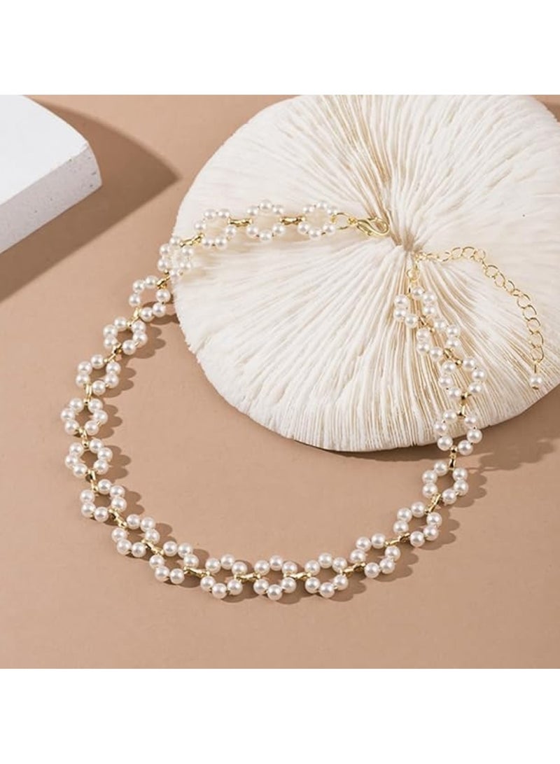 Huitich Elegant Pearl Branch Choker Necklace for Women Alloy & Faux Pearl Design  - Image 4