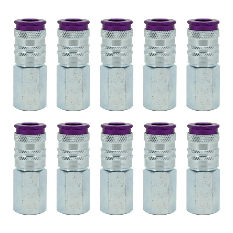 Milton 764VC ColorFit HighFlowPRO Couplers, V-style Purple, 1/4" NPT Female, Box of 10 - Image 1