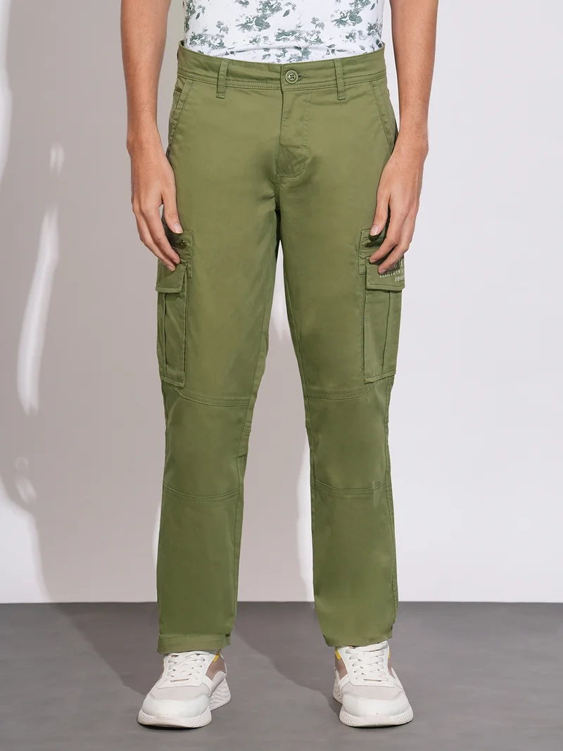 Being Human Men Solid Relaxed Fit Cotton Cargos Track Pants