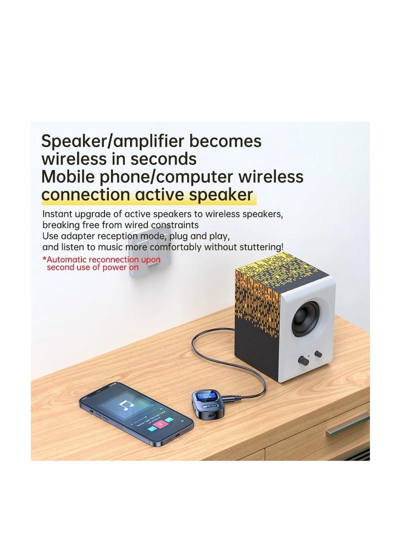 SYOSI Bluetooth Transmitter Receiver, Bluetooth 5.3 Wireless Audio Adapter, TF Card Playing, LCD Visual Screen, Low Delay, High fifidelity, Supporting Two Modes of Wireless Receiver and Transmitter - Image 3